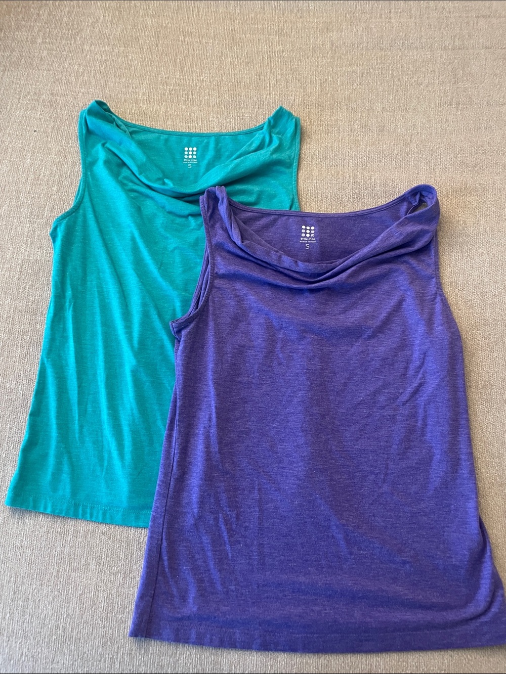 Two Title Nine Women’s Sleeveless Scoop Neck Tank Tops- Teal & Purple size S